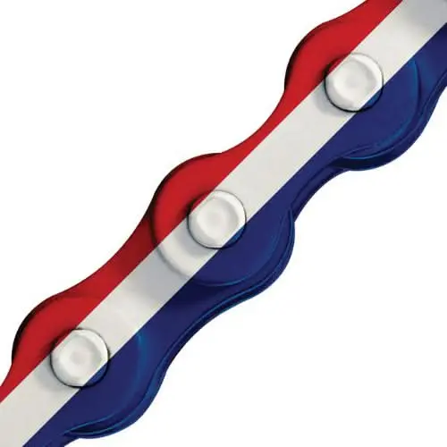 112 Link 1/8" Red White & Blue Tricolor Bike Chain With Master Link 2