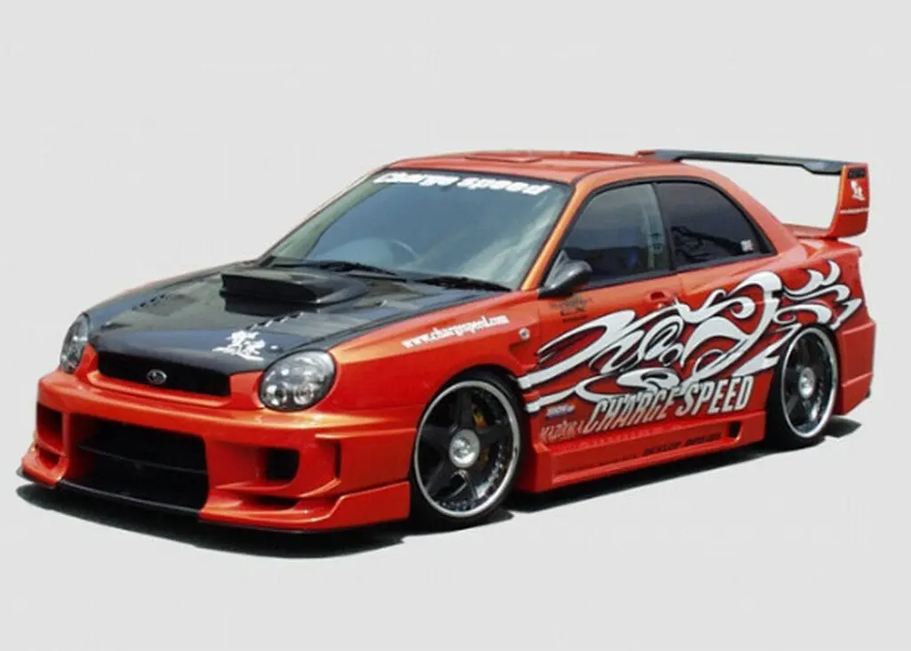 Cs978fks - Charge Speed 2002-2003 Subaru Impreza Gd-A Zenki/ Round Eye Model Type-2 Full Bumper Kit With Straight Carbon Center Flap 1