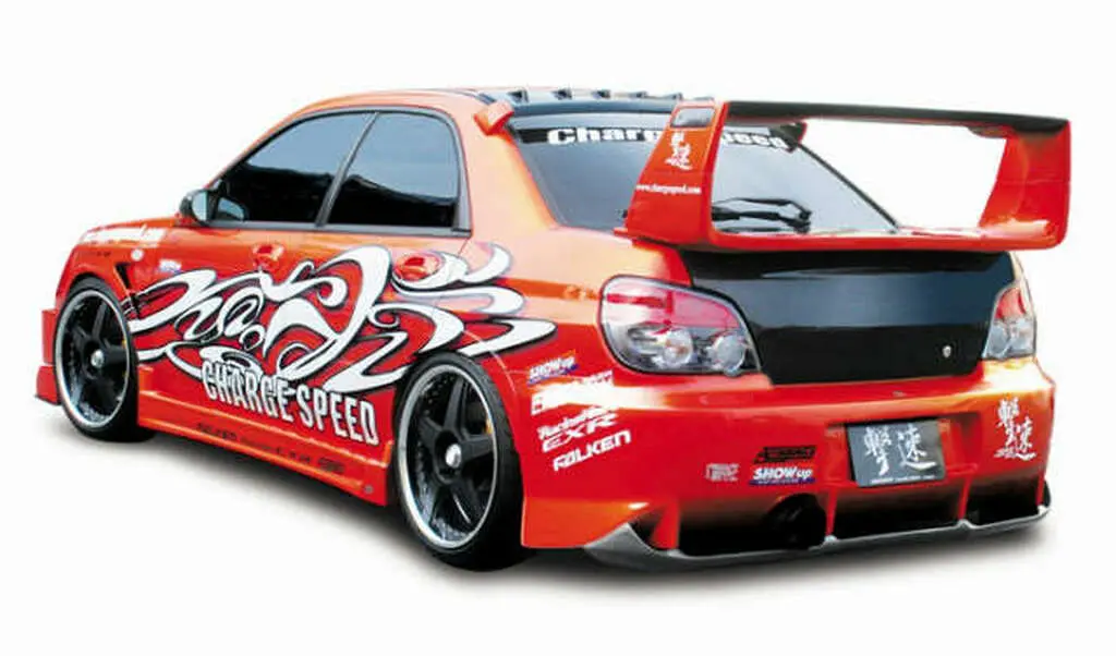 Cs975rb2a - Charge Speed 2005-2007 Subaru Impreza Gd-B/ F 4Dr. Peanut & Hawkeye Type-2 Rear Bumper With Carbon Diffuser + Bumper Adapters 1