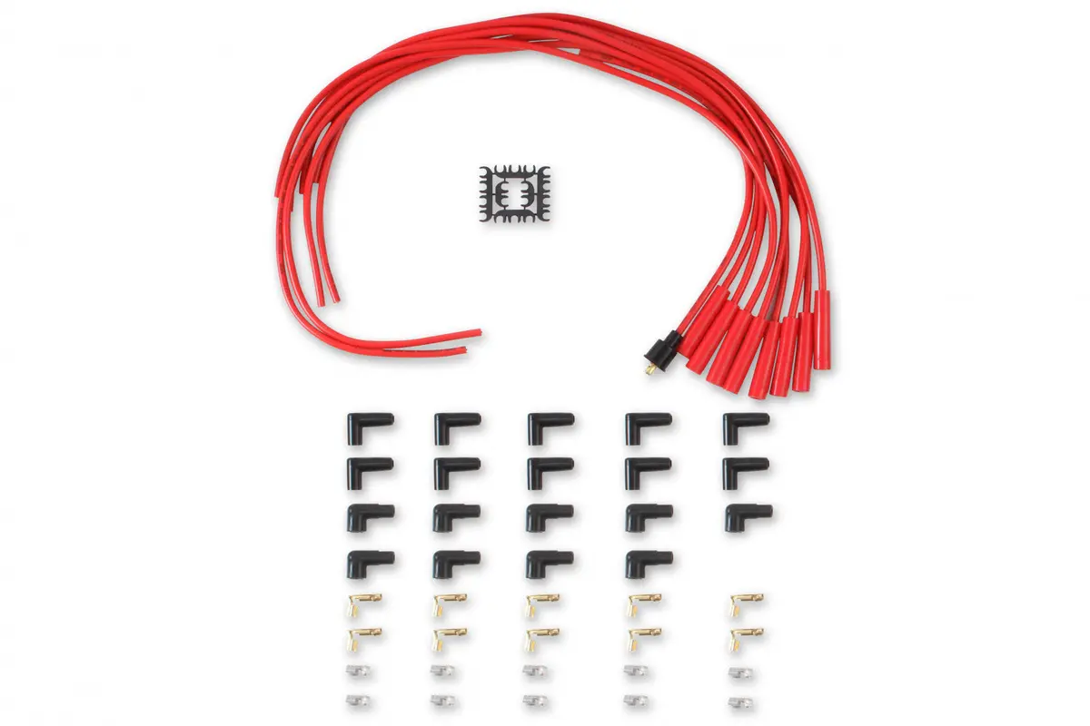 Accel Spark Plug Wire Set- 8Mm -  Red Wire With Red Straight Boots 1