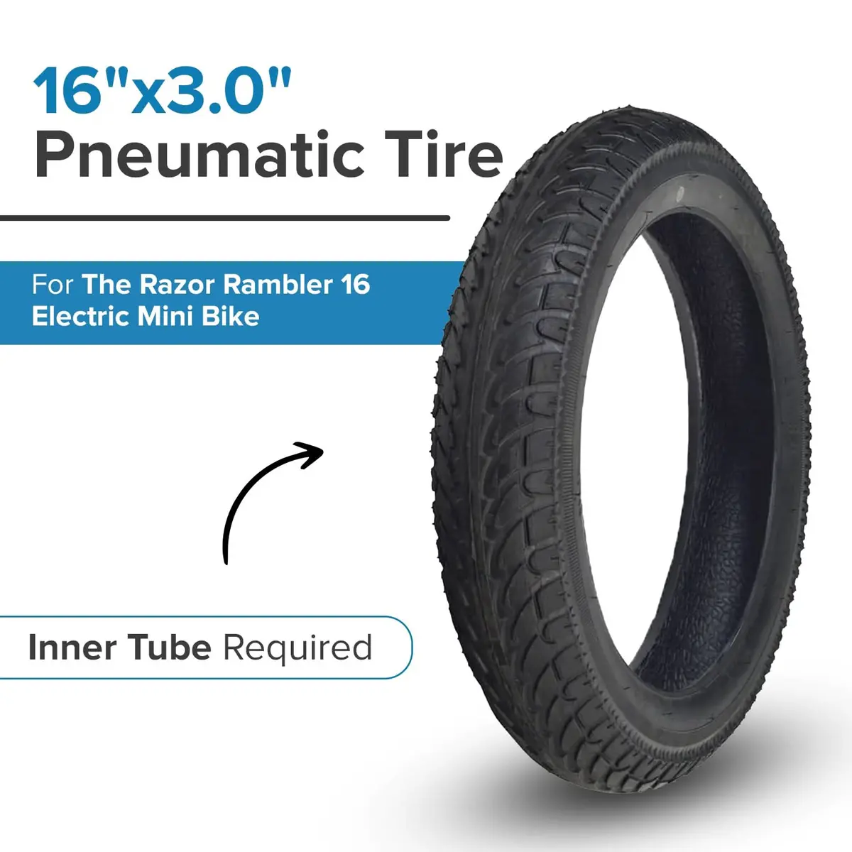 16"X3.0" Pneumatic Tire For The Razor Rambler 16 Electric Mini Bike 2