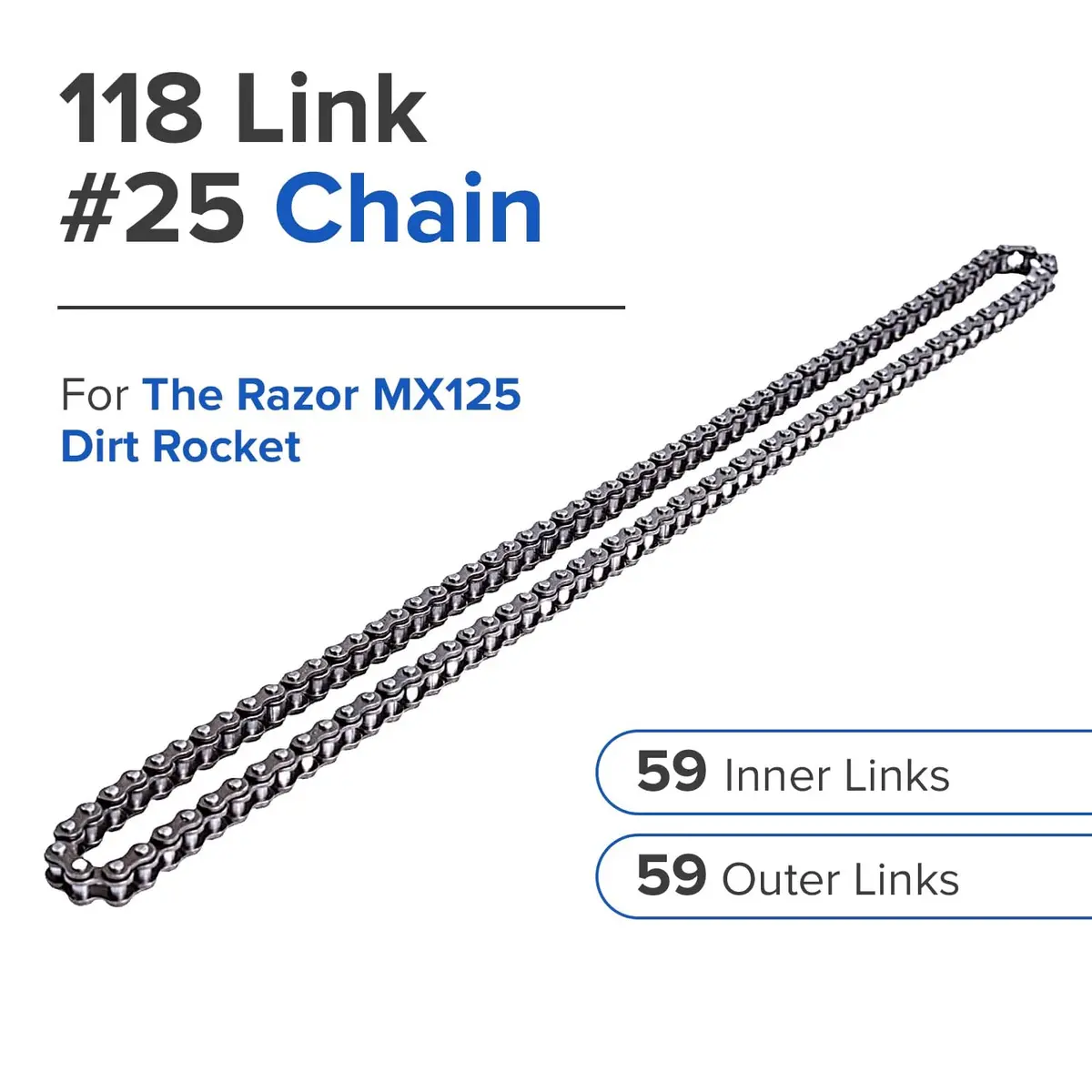 118 Link #25 Chain For The Razor Mx125 Dirt Rocket 2