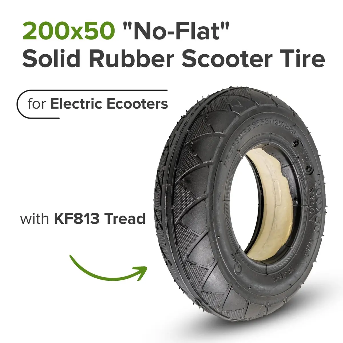 200X50 "No-Flat" Flat Free Solid Rubber Tire For The Razor E200 2