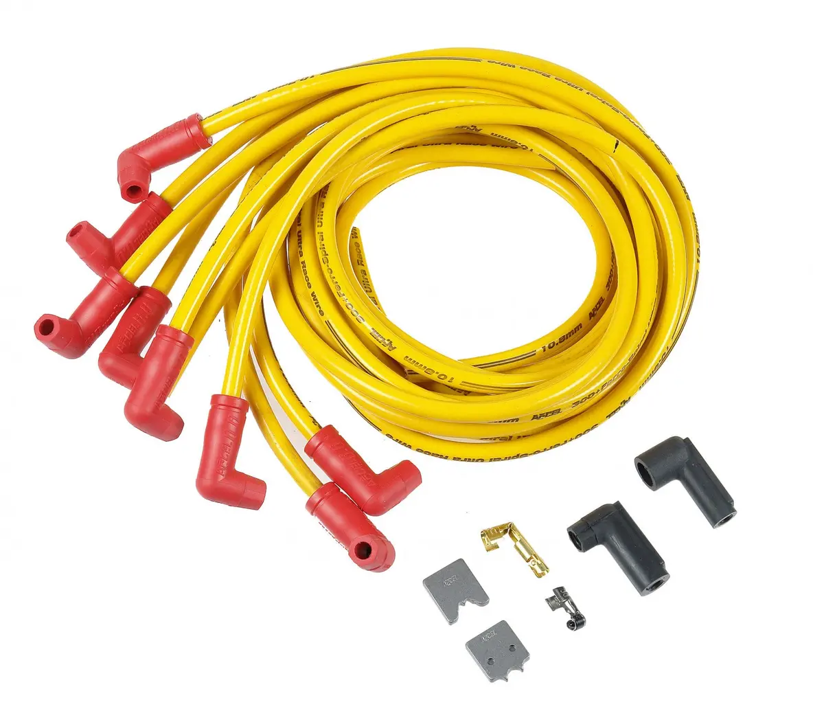 Accel Spark Plug Wire Set - 300  Ferro-Spiral - Universal Fit - 90 Degree Boots - 10.8Mm - Yellow 1