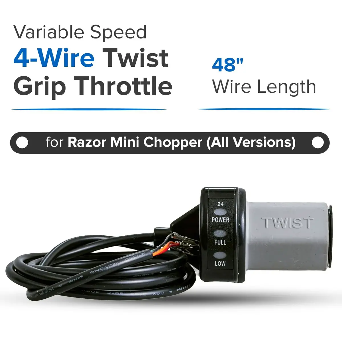 Razor Variable Speed 4-Wire Twist Grip Throttle With 48" Wires 2