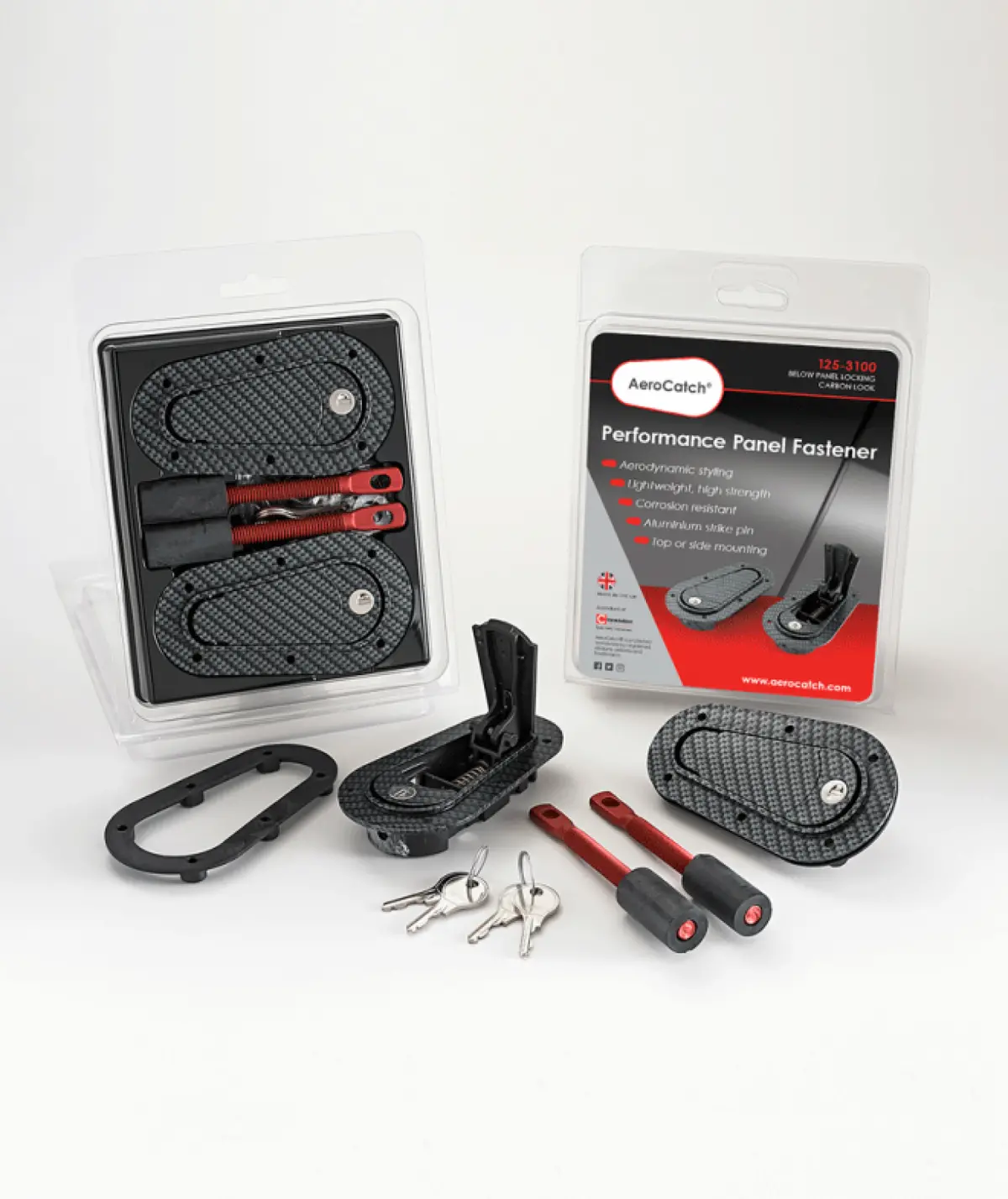 Aerocatch 125-3100 Carbon Fiber Look Locking Hood Pins 2