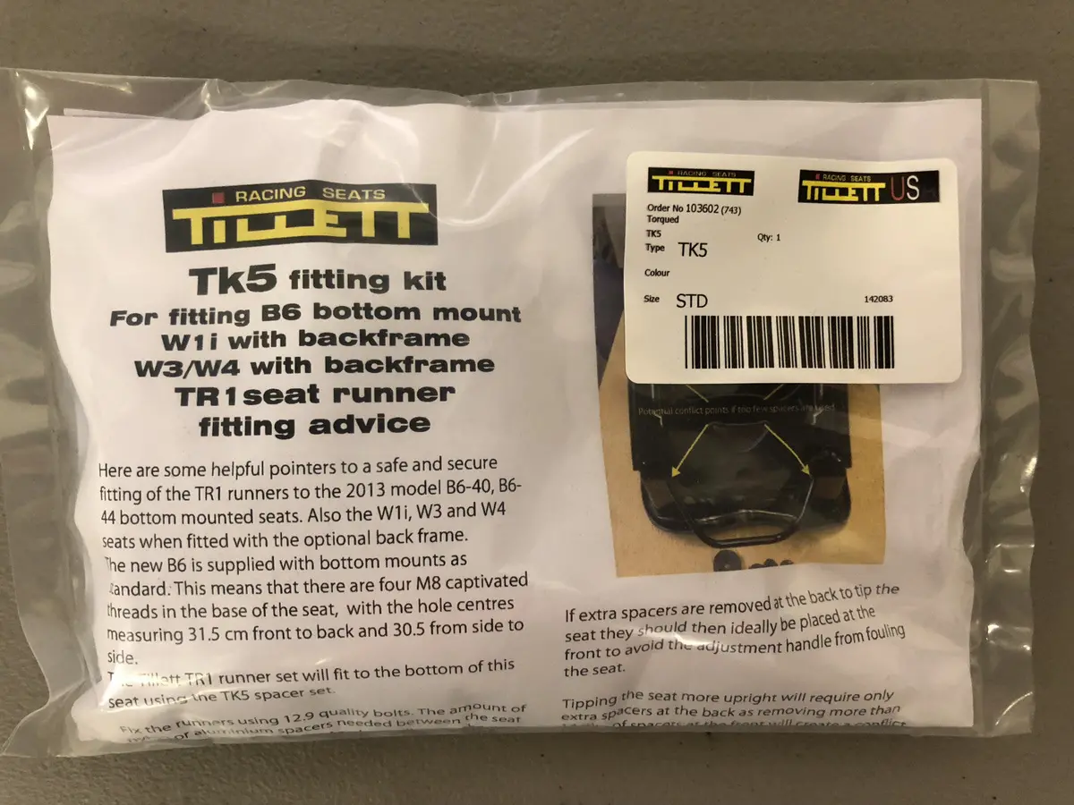 Tillett Tk5 Seat Slider Fitment Kit For B6, W1 And W2 Seats 1