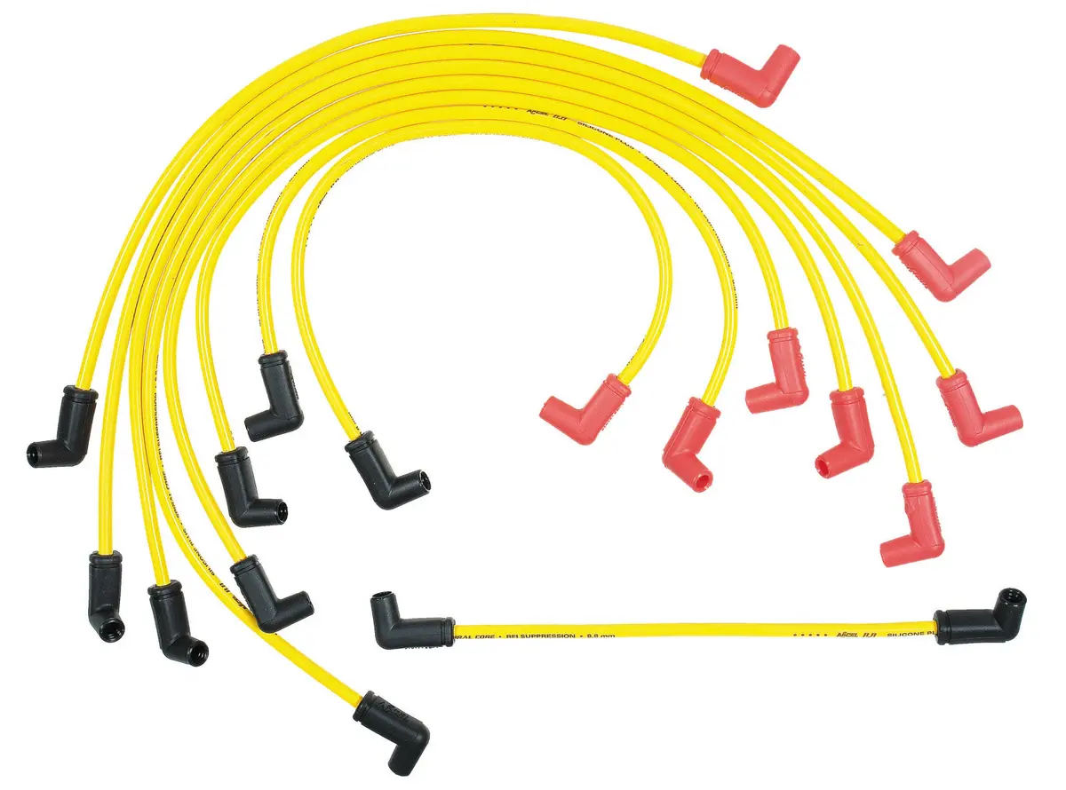 Accel Spark Plug Wire Set - 8.8Mm - Spiral Wire - Custom Fit Wire - Yellow With Red Boots 1