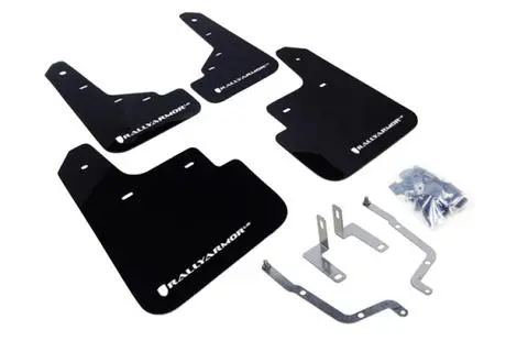 Rally Armor 2014+ Mazda3/Mazdaspeed3 Ur Black Mud Flap W/ White Logo 1
