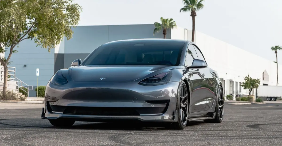 Vr Aero Gloss Carbon Fiber Front Lip Spoiler Tesla Model 3 2018 1