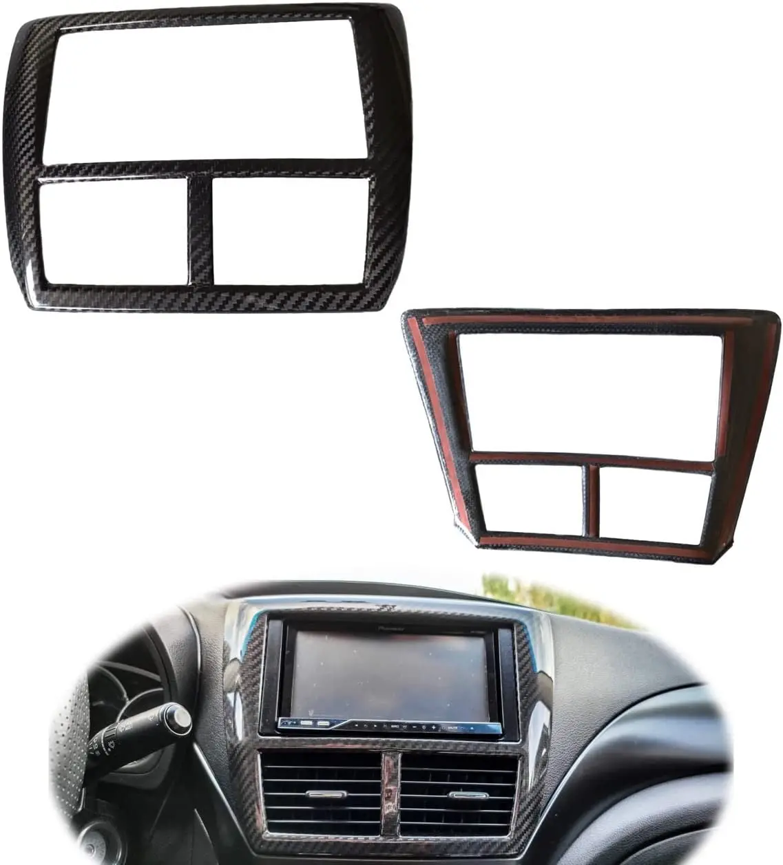 Radio Stereo Bezel Cover Cap For Subaru Wrx Impreza Sti 2008-2014 Sedan (Usdm) Hatchback 3K Real Dry Carbon Fiber Lightweight Strong With U-Resistant Clear Coating 2