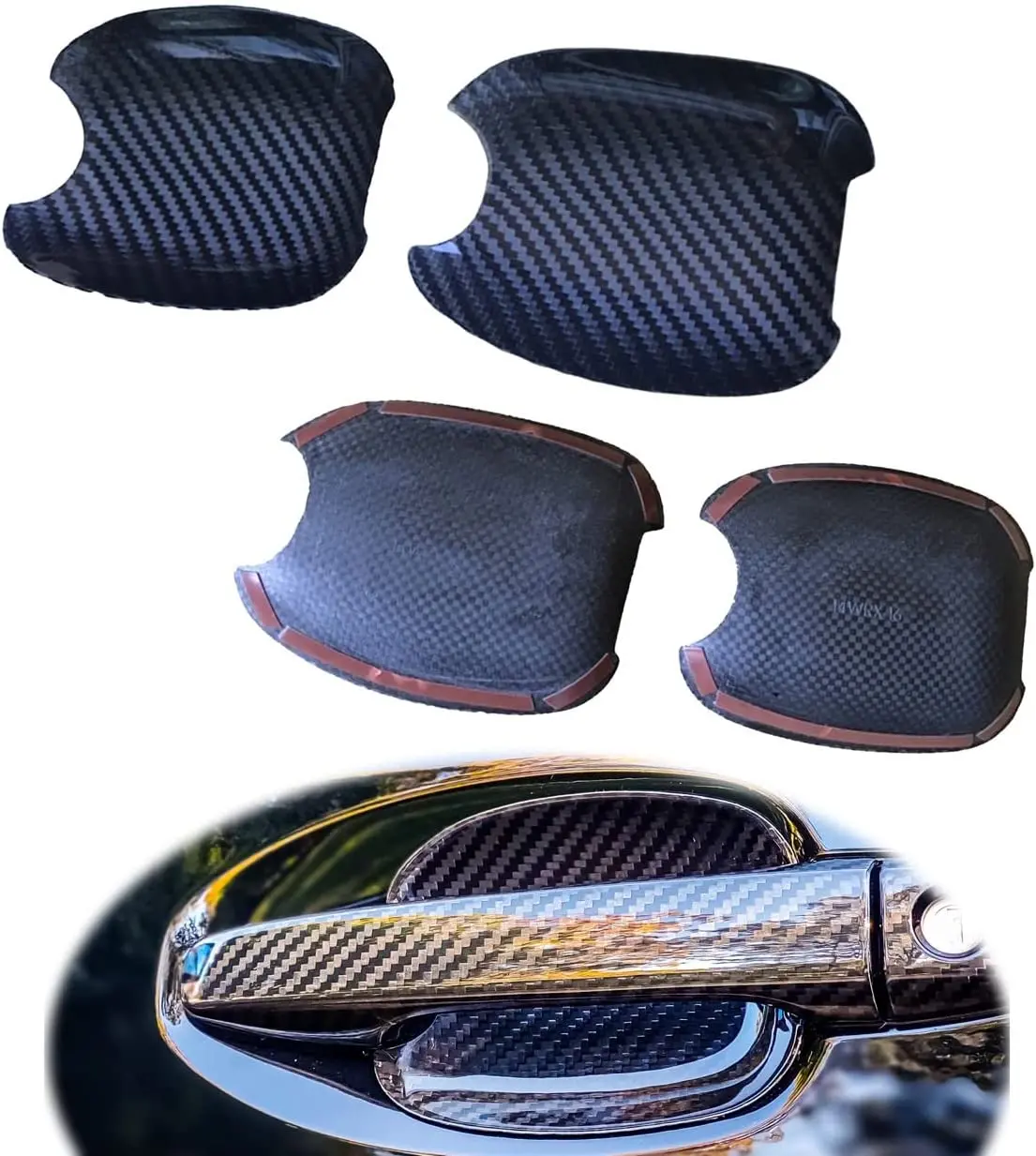 Door Handle Bowl Cup Scratch Protector Compatible For Subaru Wrx Sti 2015-2020 Real Dry Carbon Fiber Lightweight Strong With U-Resistant Clear Coating 2