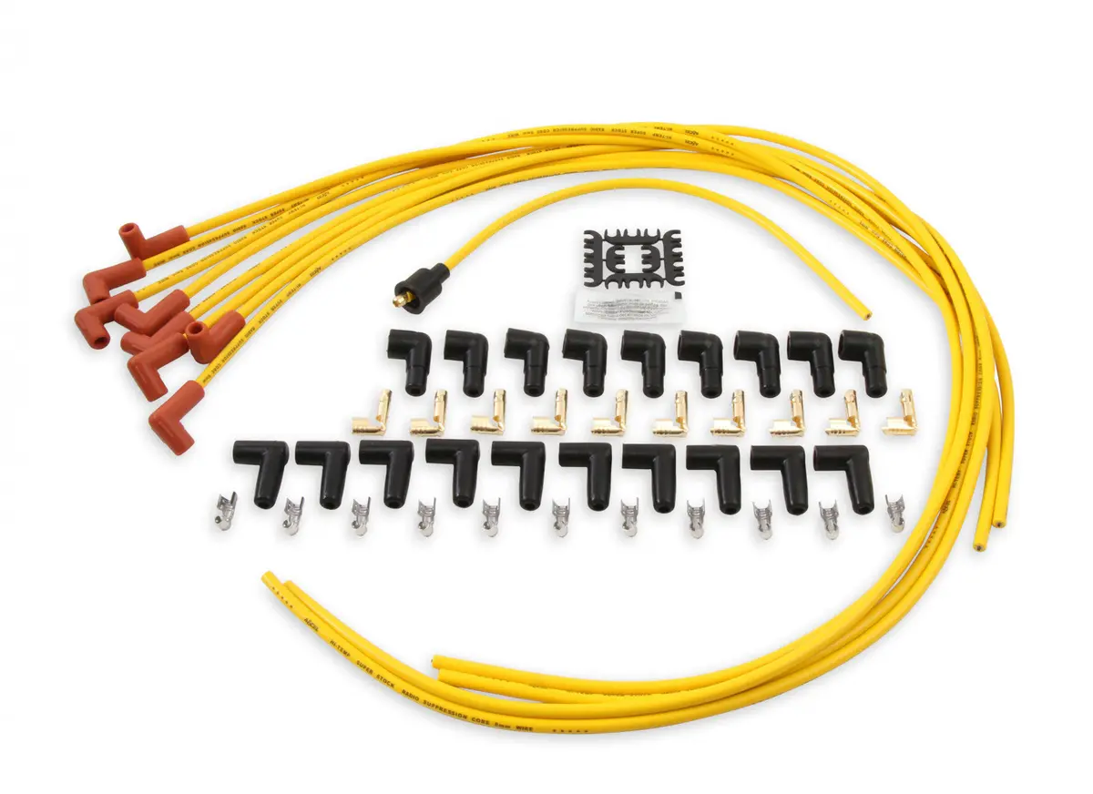 Accel Spark Plug Wire Set - 8Mm - Yellow With Orange 90 Deg Boots 1