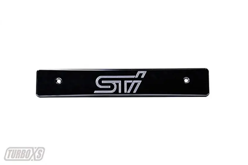 Turboxs 08-14 Subaru Wrx/Sti Billet Aluminum License Plate Delete Black Machined Sti Logo 1