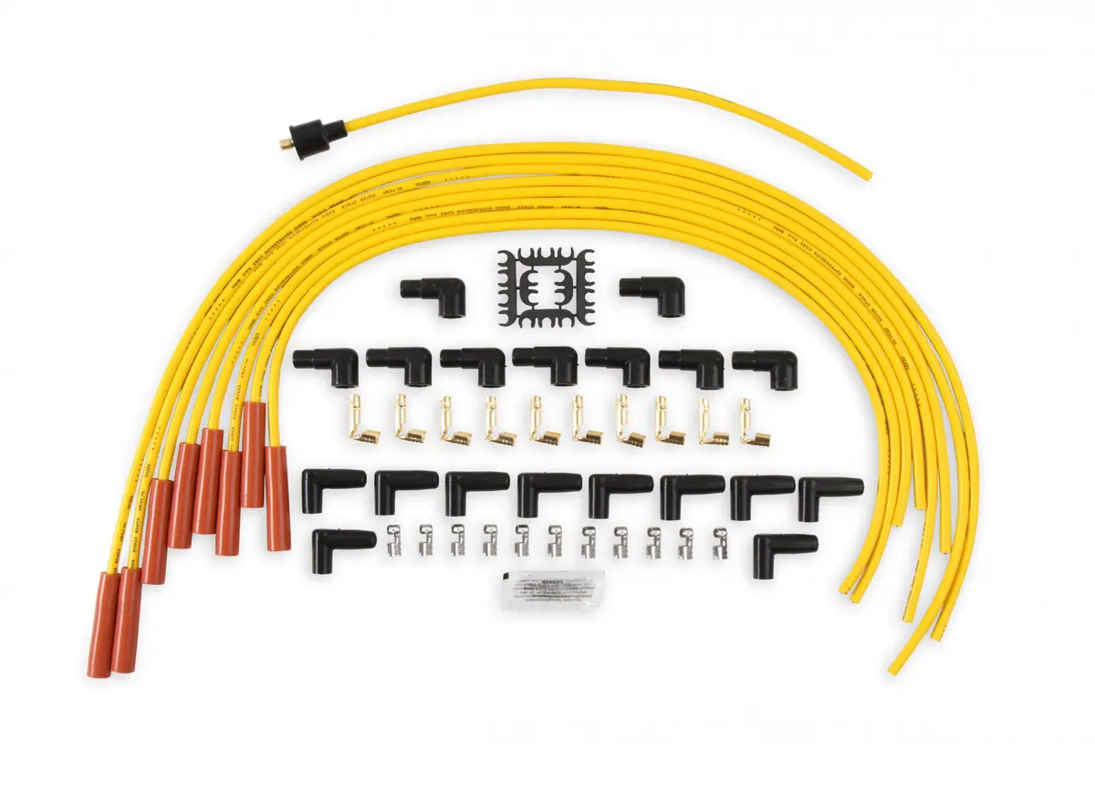 Accel Spark Plug Wire Set - 8Mm - Yellow With Orange Straight Boots Acc-24040 1