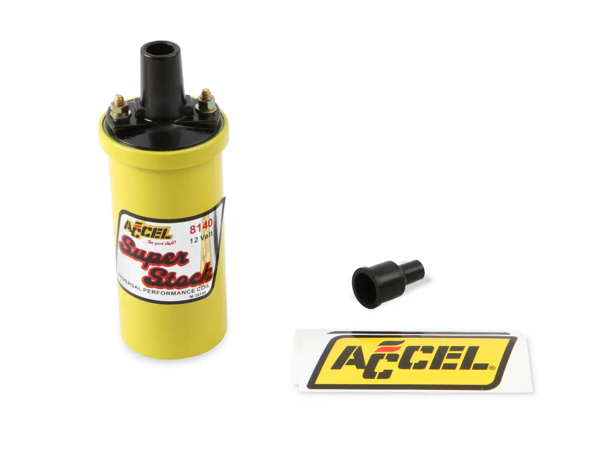 Accel Ignition Coil - Yellow - 42000V 1.4 Ohm Primary - Points - Good Up To 6500 Rpm 1