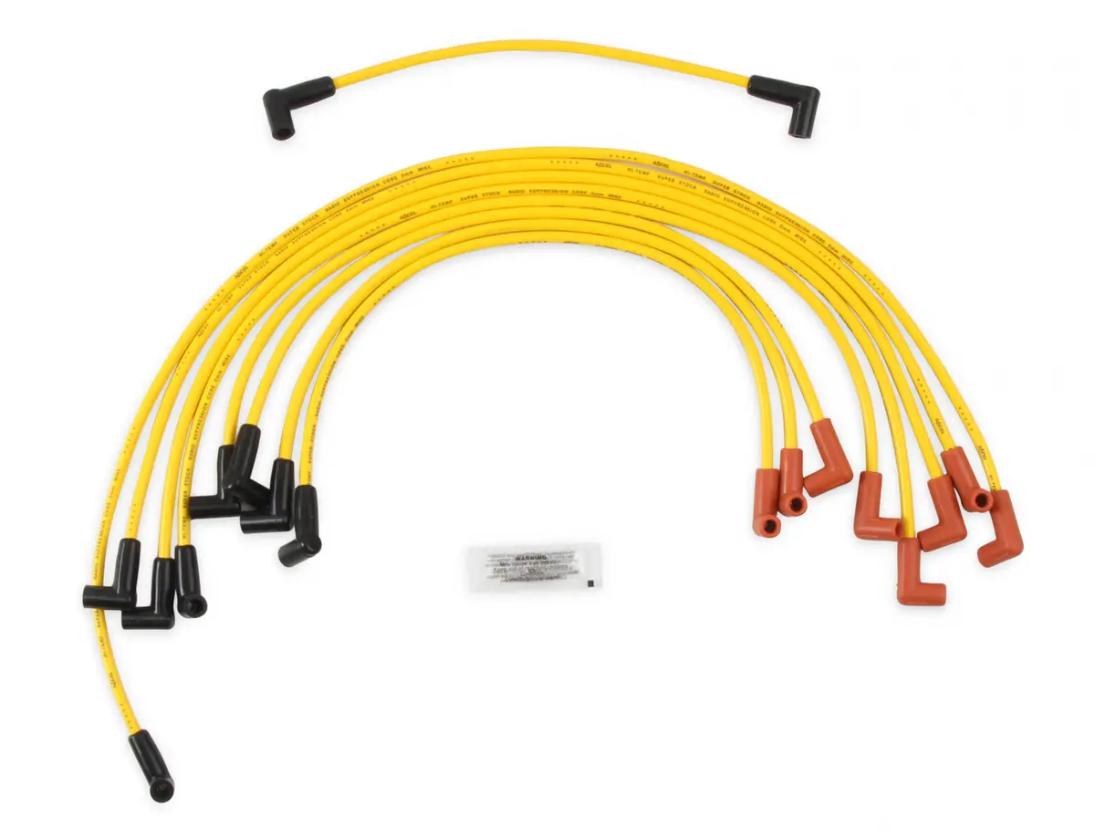 Accel Spark Plug Wire Set - 8Mm - Yellow With Hei Stock Style Boots 1