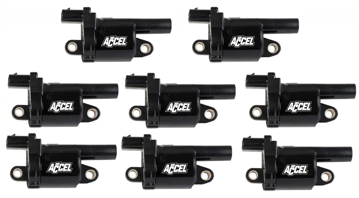 Accel Gen V Gm Coils, 2014 And Up, Black, Round, Black, 8-Pack 1