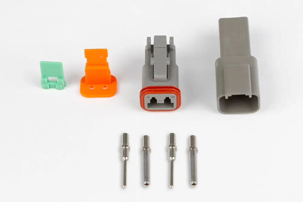Haltech Plug And Pins Only - Matching Set Of Deutsch Dt-2 Connectors (Dt06-2S + Dt04-2P) - (13 Amp) 1