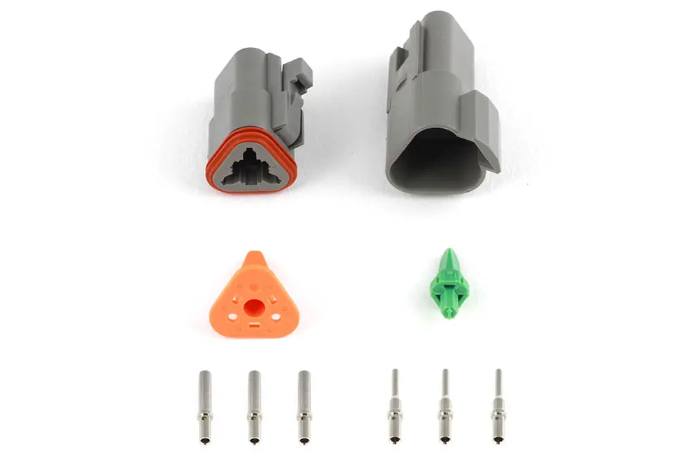 Haltech Plug And Pins Only - Matching Set Of Deutsch Dt-3 Connectors (Dt06-3S + Dt04-3P) - (13 Amp) 1
