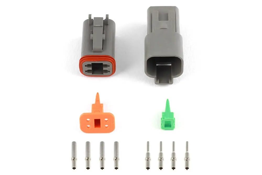Haltech Plug And Pins Only - Matching Set Of Deutsch Dt-4 Connectors (Dt06-4S + Dt04-4P) - (13 Amp) 1