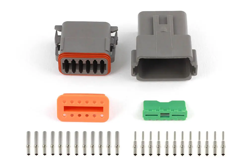 Haltech Plug And Pins Only - Matching Set Of Deutsch Dt-12 Connectors (Dt06-12S + Dt04-12P) - (13 Amp) 1