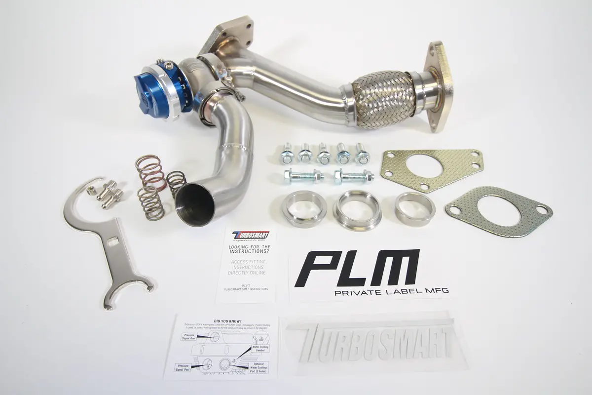 Plm Power Driven Subaru 3-Bolt Ewg Up Pipe With Turbosmart Wg40 Gen V Wastegate (Blue) 1