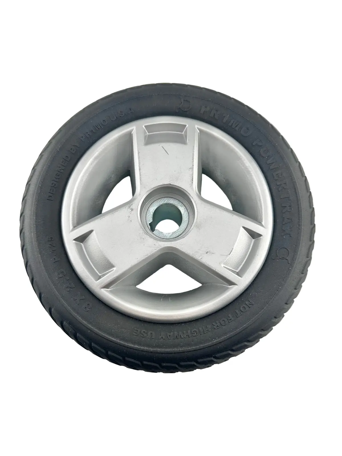 8"X2.50" Black Flat-Free Rear Wheel Assembly With Silver Tri-Spoke Rim For Go-Go Scooters (Whlasmb1864) (Blemished) 1