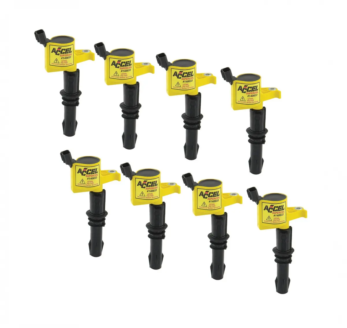 Accel Ignition Coil - Supercoil - 2004-2008 Ford 4.6L/5.4L/6.8L 3-Valve Engines - Yellow - 8-Pack 1