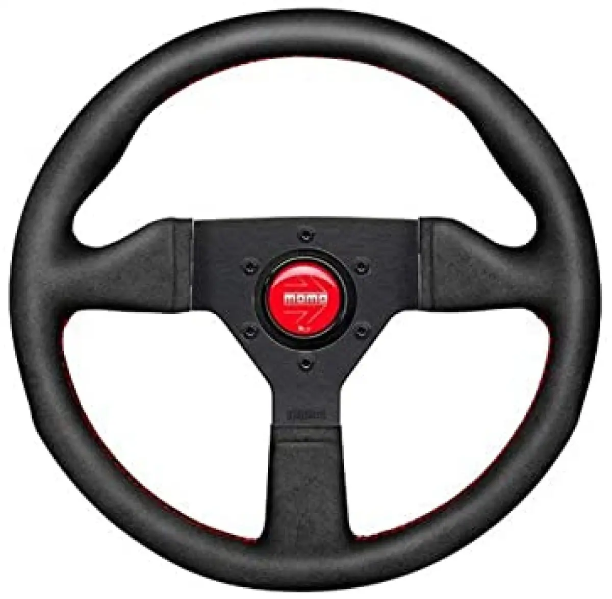 Momo Mcl35al3b - 3-Spoke Monte Carlo Series Alcantara Leather Steering Wheel With Red Stitch 1