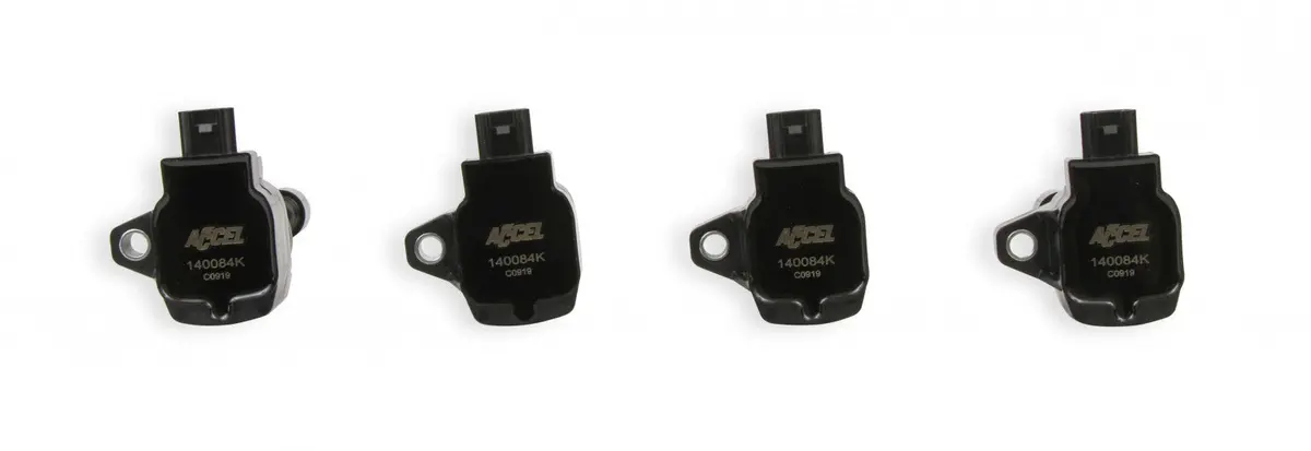 Accel Ignition Coils - 2015-2020 Honda Civic 2.0L, 2.0L Turbo And Fit 1.5L 4-Cylinder, Black, 4-Pack 1