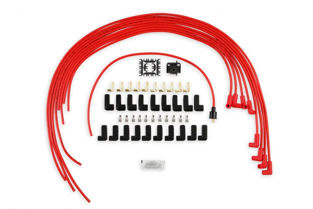 Accel Spark Plug Wire Set - 8Mm - Universal - Red Wire With Red 90 Deg Boots 1