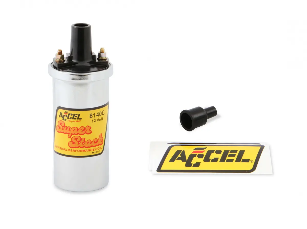 Accel Ignition Coil - Chrome - 42000V 1.4 Ohm Primary - Points - Good Up To 6500 Rpm 1