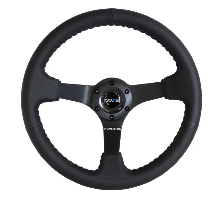 350Mm Deep Dish Steering Wheel Leather Solid Spoke 2