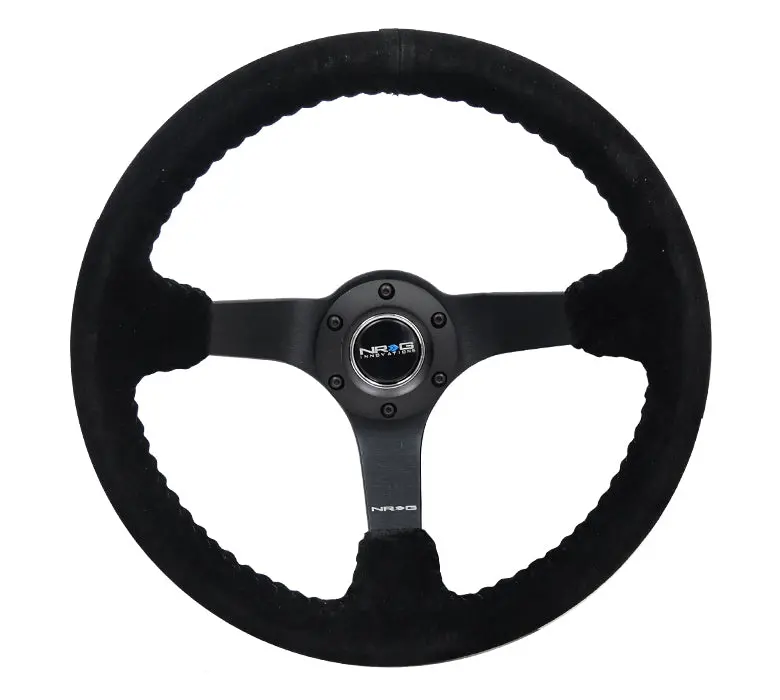 350Mm Deep Dish Steering Wheel Suede Solid Spoke 1