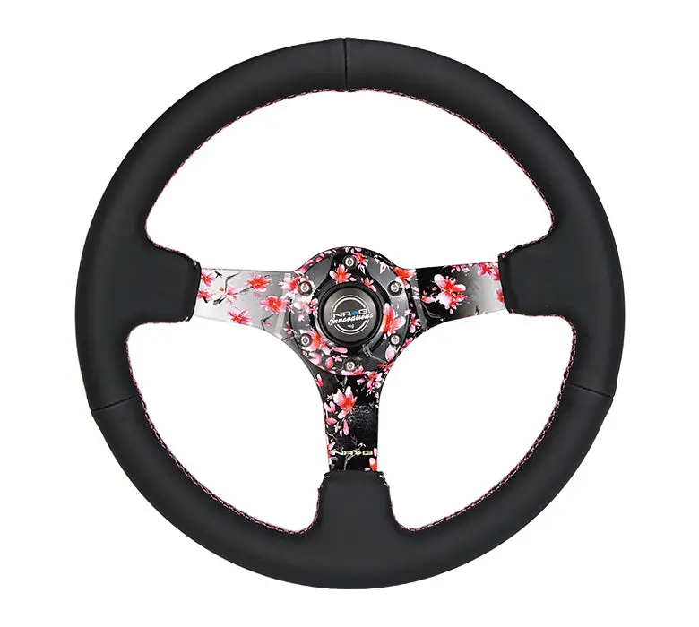 350Mm Deep Dish Steering Wheel Leather Solid Spoke 6
