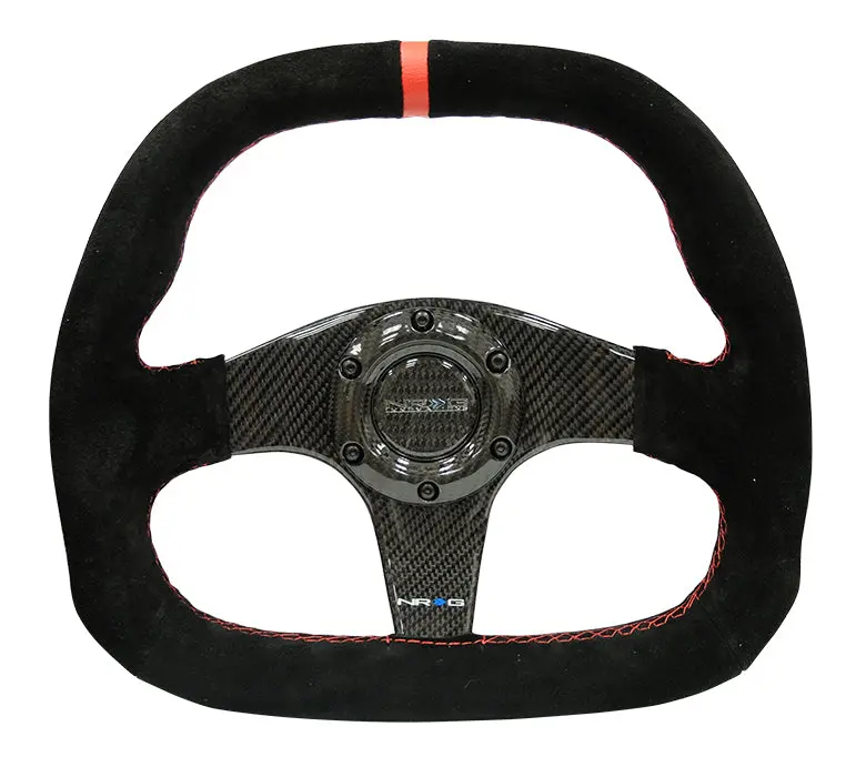 Carbon Fiber Steering Wheel Flat Bottom Wrapped Suede 1