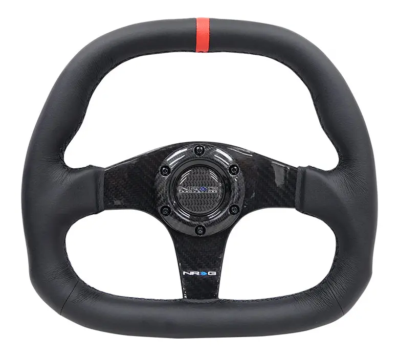Carbon Fiber Steering Wheel Flat Bottom Wrapped Leather 1