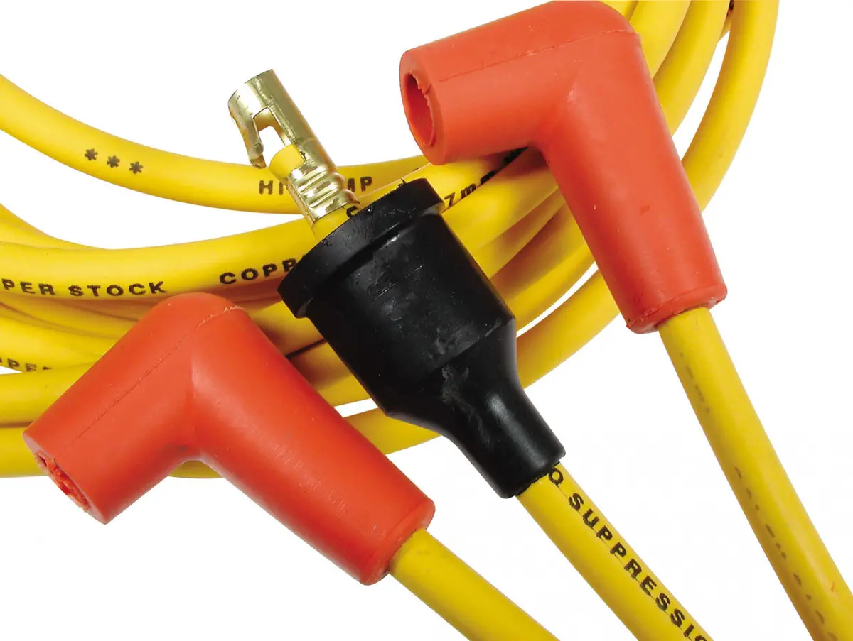 Accel Spark Plug Wire Set - 8Mm - Yellow With Orange Straight Boots 1