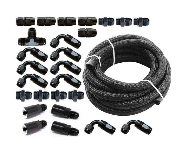 Torque Solution Braided Fuel Line Kit For -6 Aeromotive Fpr And Flex Fuel Kit: Subaru Wrx 02-14, Sti 07-18, Lgt 07-12, Fxt 06-13 1