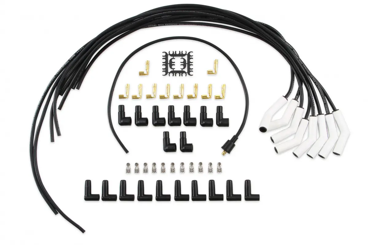 Accel Spark Plug Wire Set - Universal - 135 Deg White Ceramic Boots 1
