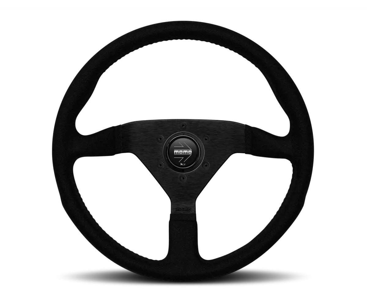 Momo 3-Spoke Monte Carlo Series Alcantara Leather Steering Wheel With Black Stitch Mcl35al1b 1