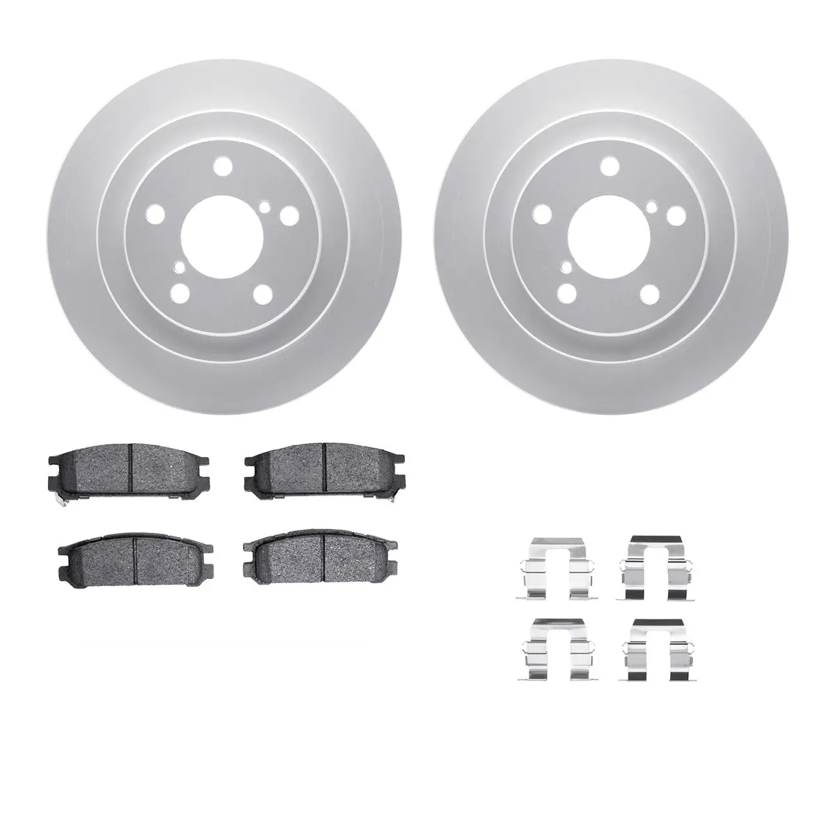 R1 Geo-Carbon Blank Rear Brake Rotor Set With Ceramic Pads And Hardware (Subaru 90-99 Legacy,Impreza) 1