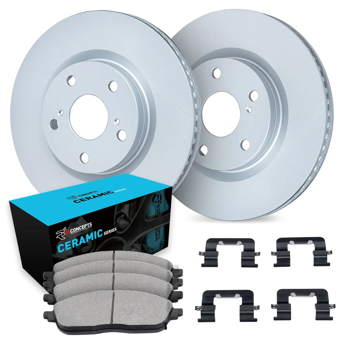 R1 Geo-Carbon Blank Rear Brake Rotor Set With Ceramic Pads And Hardware (Subaru 13-20 Wrx,Wrx/Sti) 1