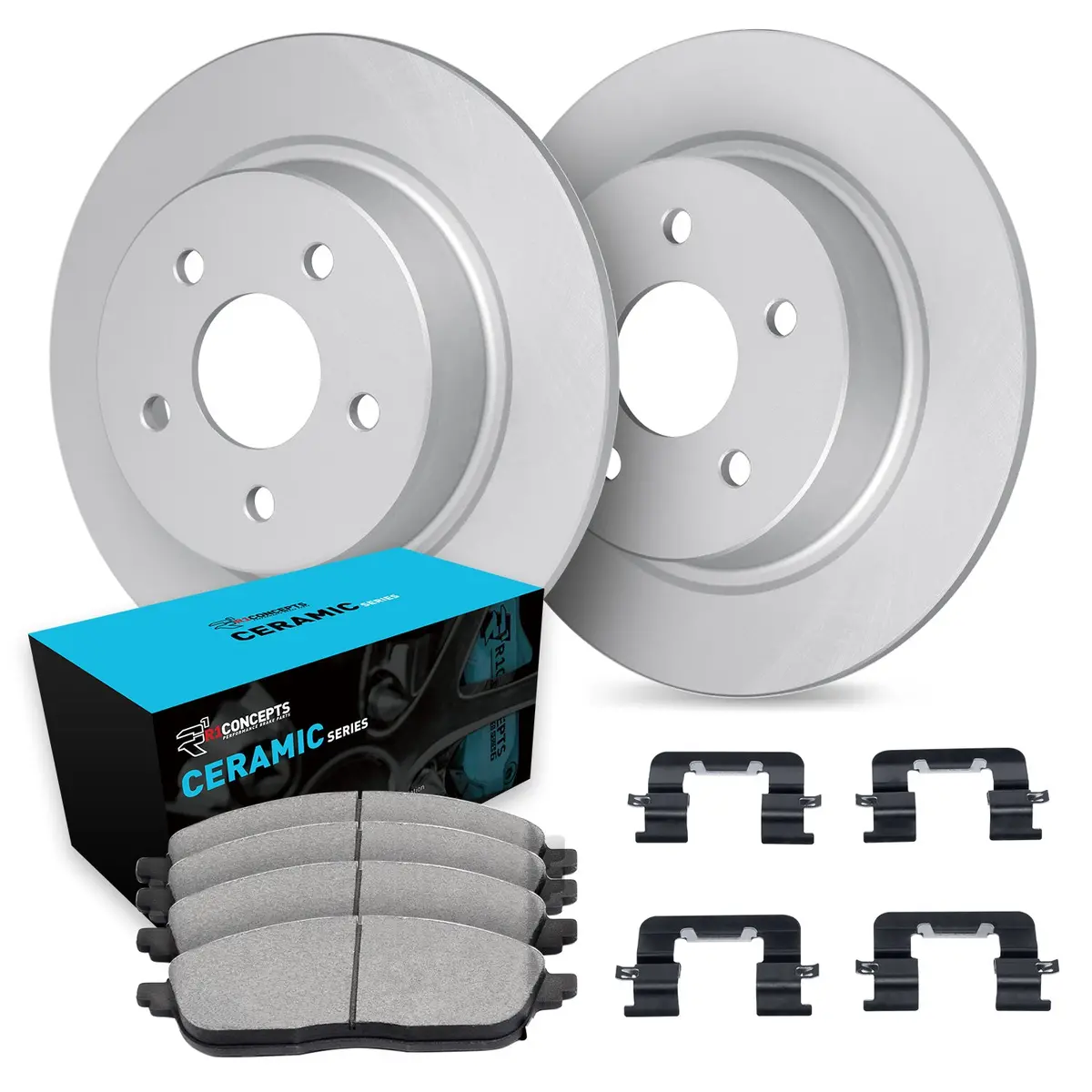 R1 Geo-Carbon Blank Rear Brake Rotor Set With Ceramic Pads And Hardware (Subaru 15-21 Wrx) 1