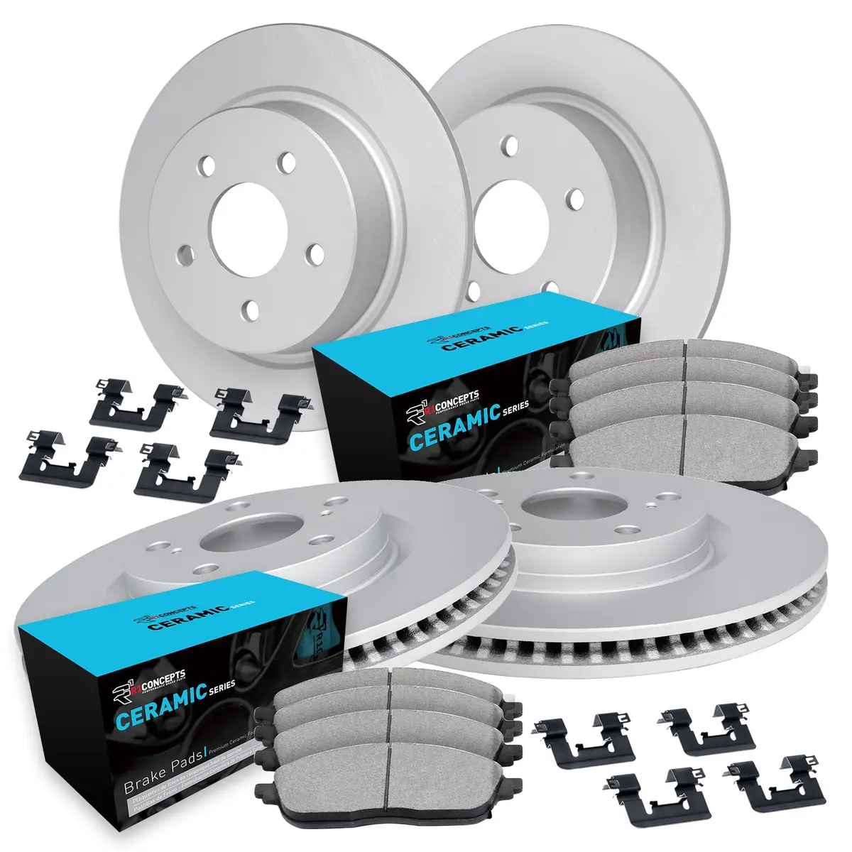 R1 Geo-Carbon Blank Front And Rear Brake Rotor Set With Ceramic Pads And Hardware (Subaru 04-08 Forester) 1
