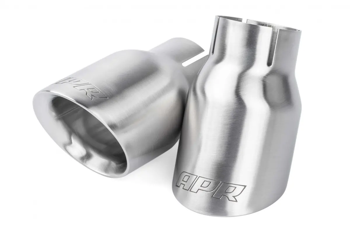 Apr Double-Walled 3.5" Slash-Cut Tips (Brushed Silver) - Set Of 2 1
