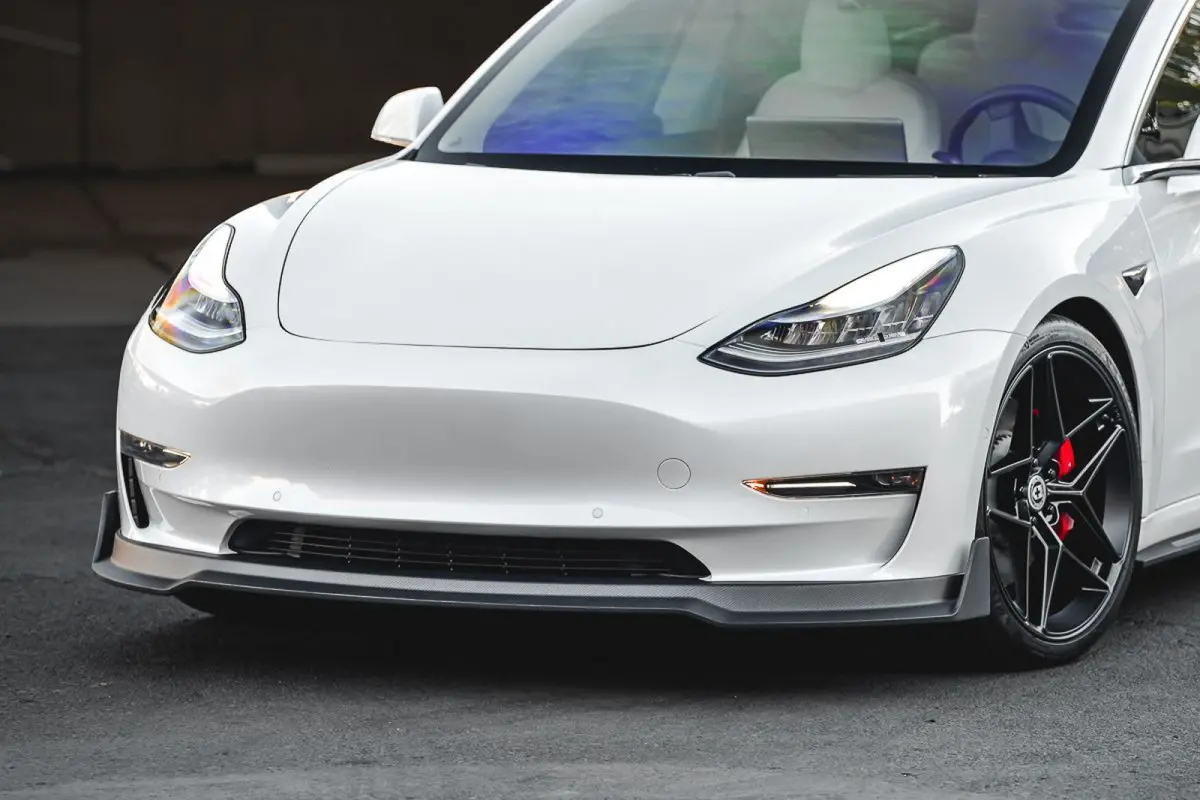 Vr Aero Matte Carbon Fiber Front Lip Spoiler Tesla Model 3 2018 1