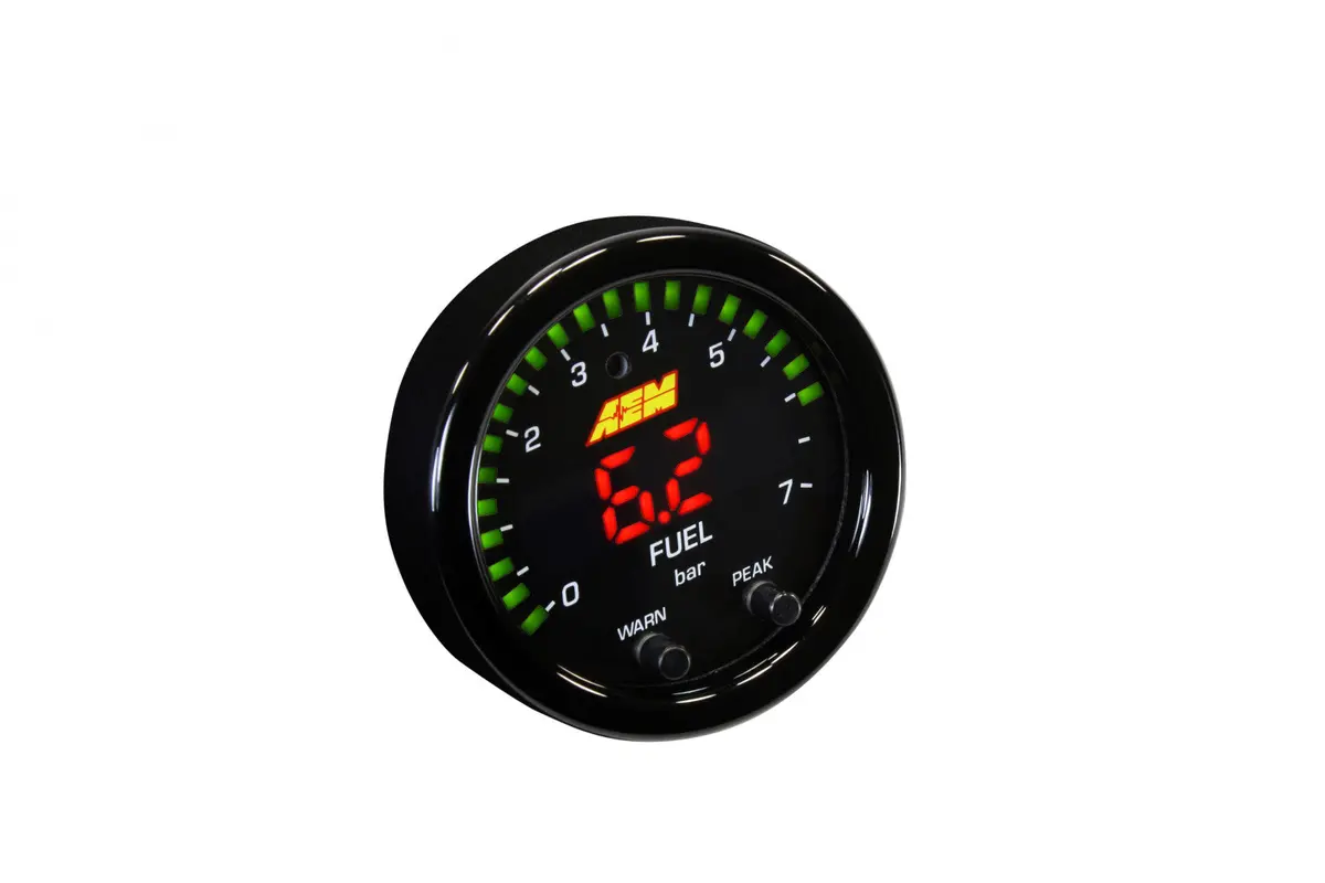 Aem X-Series Pressure Gauge 0~100Psi / 0~7Bar  Black Bezel & Black Oil Faceplate 1