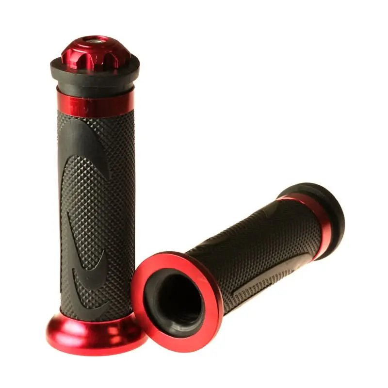 Red Anodized Aluminum & Rubber Grip Set For Scooters, Atvs, & Dirt Bikes 1